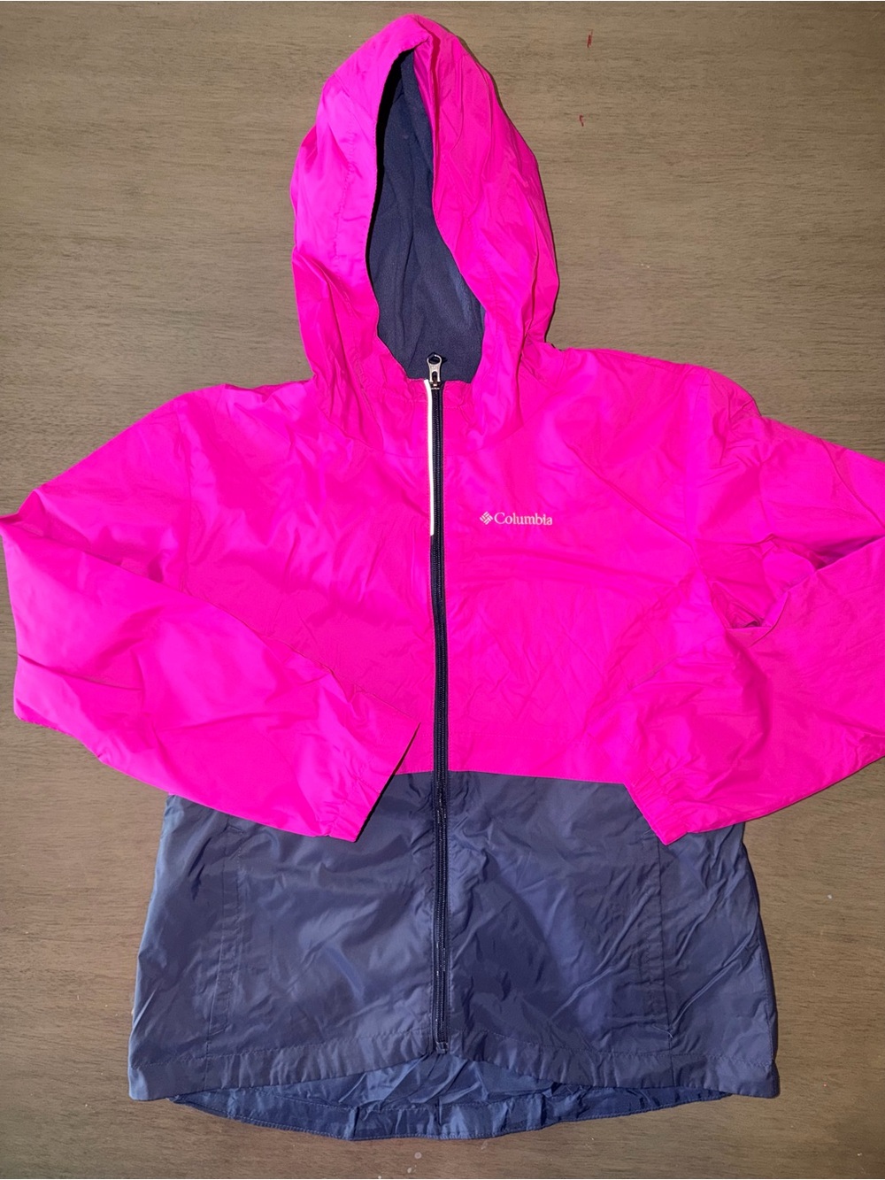Columbia Kids Hooded Rain Jacket - Hot Pink & Navy